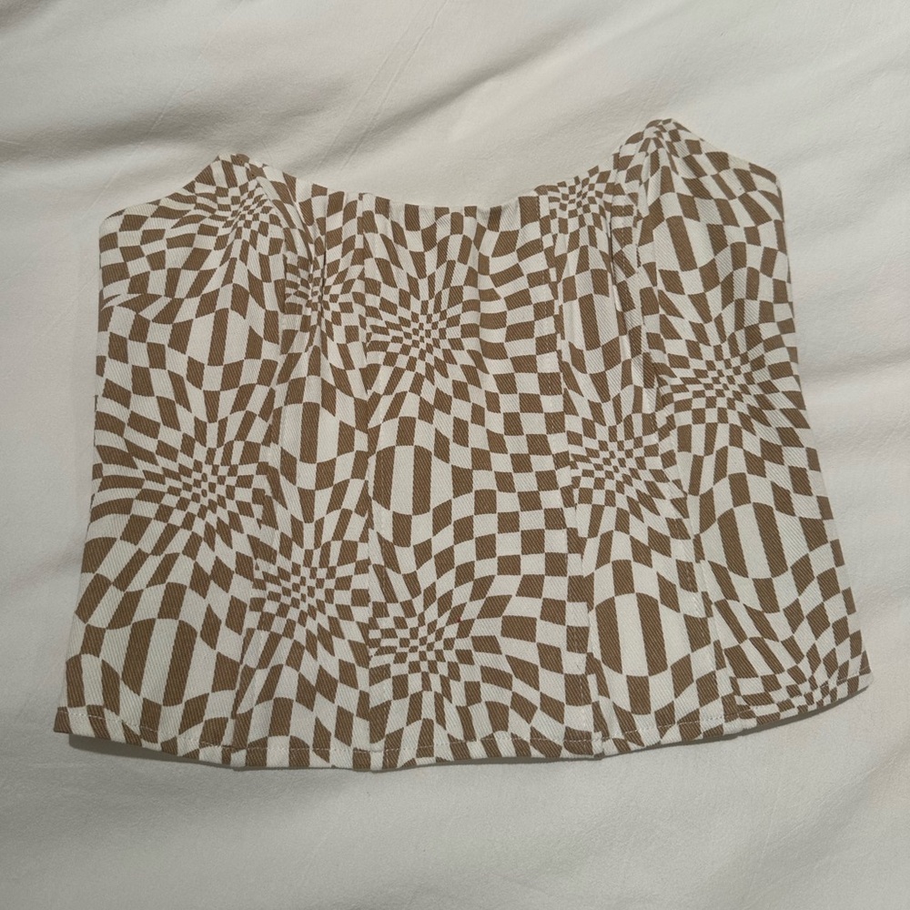 Beige patterned corset top